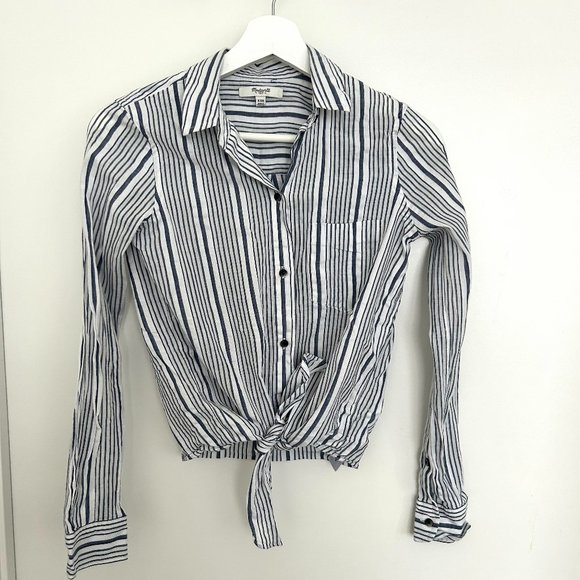 Vintage Coastal Madewell Striped Blouse - Picture 1 of 5
